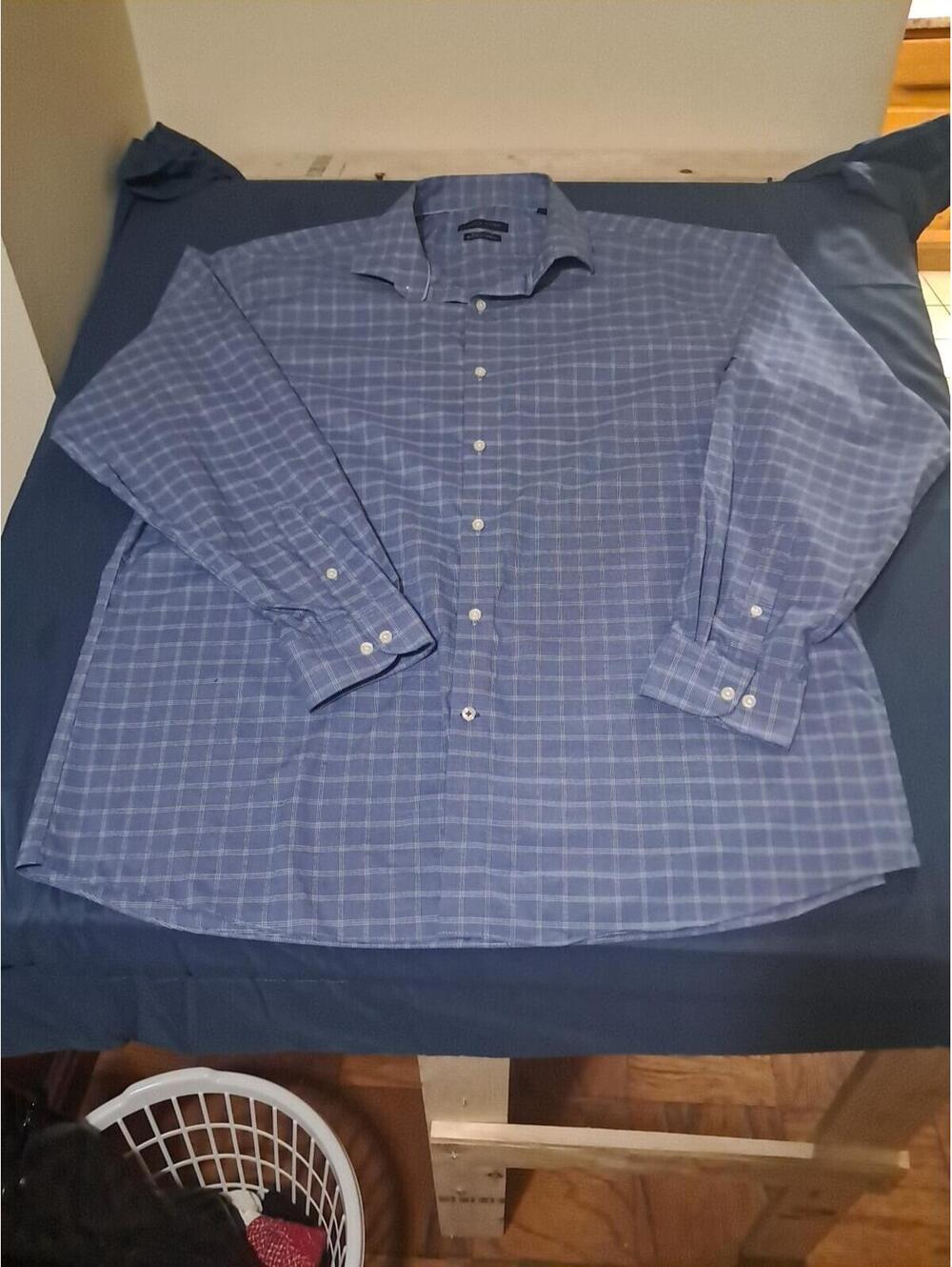 Tommy Hilfiger Men's Thflex Supima Regular Fit 18 1/2 36x 37 2xL Blues